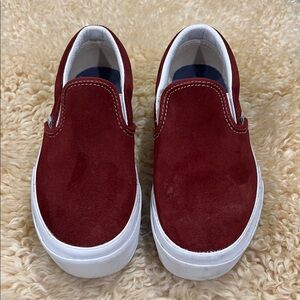 Vans Red Suede Slip-On Sneakers
